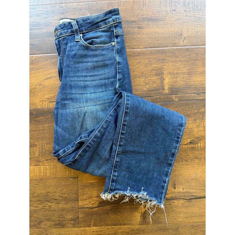 PAIGE Hoxton Slim Jeans Womens 28 Adanah Distressed High Rise Raw Hem Stretch
